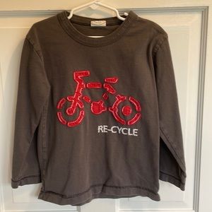 Mini Boden long sleeved T-shirt. Bicycle. EUC size 5-6 Y